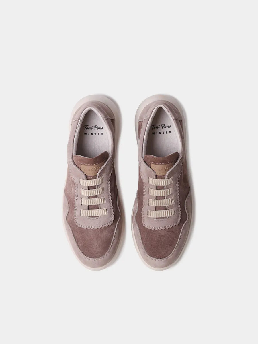 Zapatos con cordones mujer - Zapatilla deportiva de mujer en serraje bicolor | PRESTON - Toni Pons