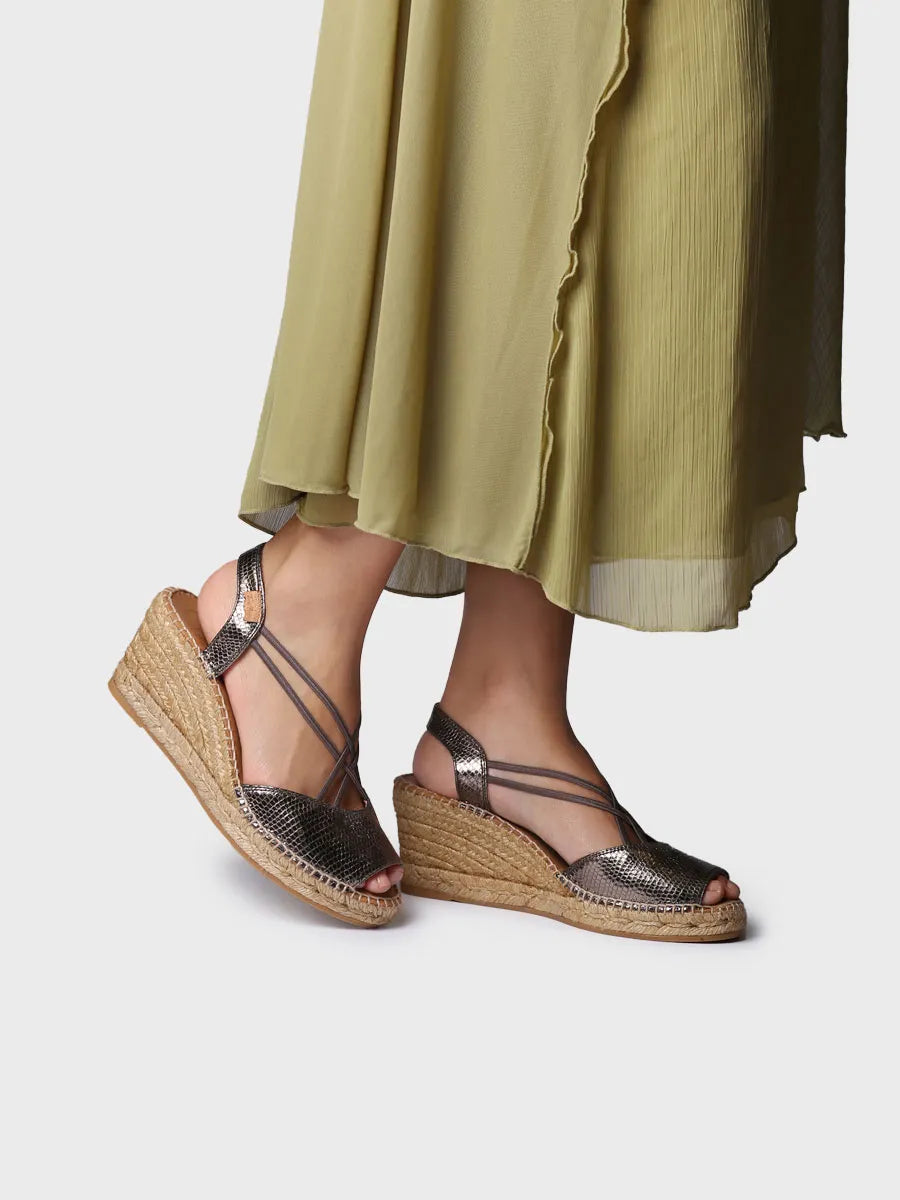 - Alpargata de mujer de cuña en piel con elásticos | SABINA-CA - Toni Pons