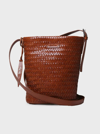 Complementos - Bolso bombonera en cuero trenzado con tira ajustable | SALLY - Toni Pons