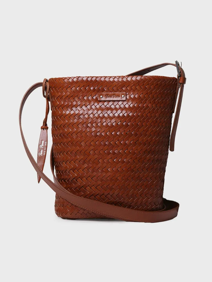 Complementos - Bolso bombonera en cuero trenzado con tira ajustable | SALLY - Toni Pons