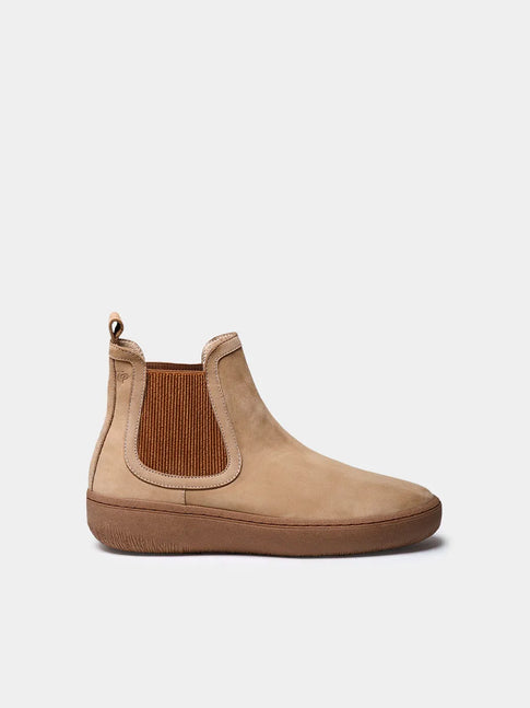 Bottine pour femme et cuir nubuck avec élastiques latéraux