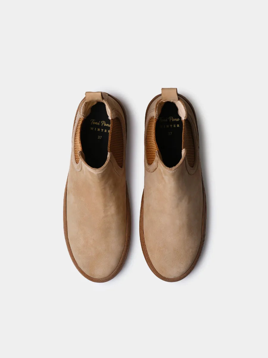 Bottine pour femme et cuir nubuck avec élastiques latéraux