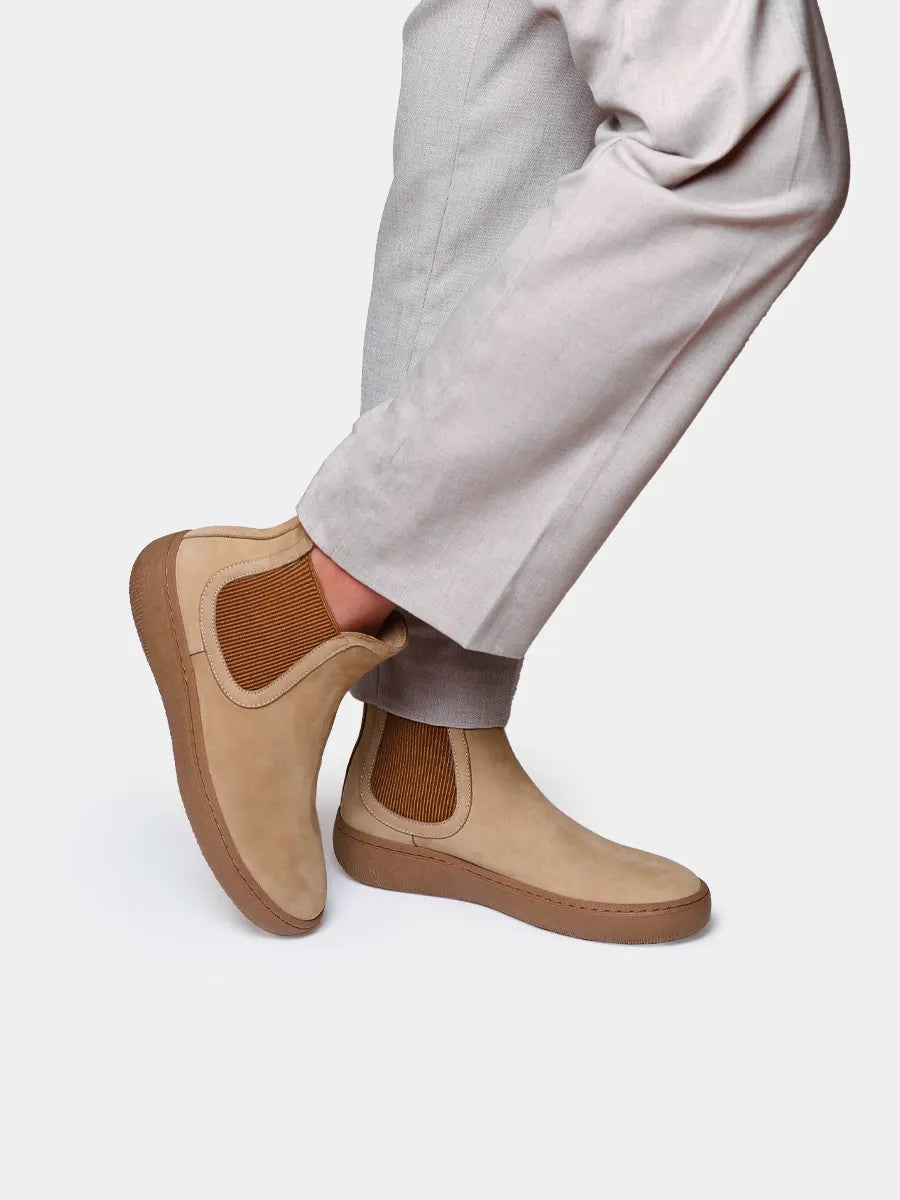 Bottine pour femme et cuir nubuck avec élastiques latéraux