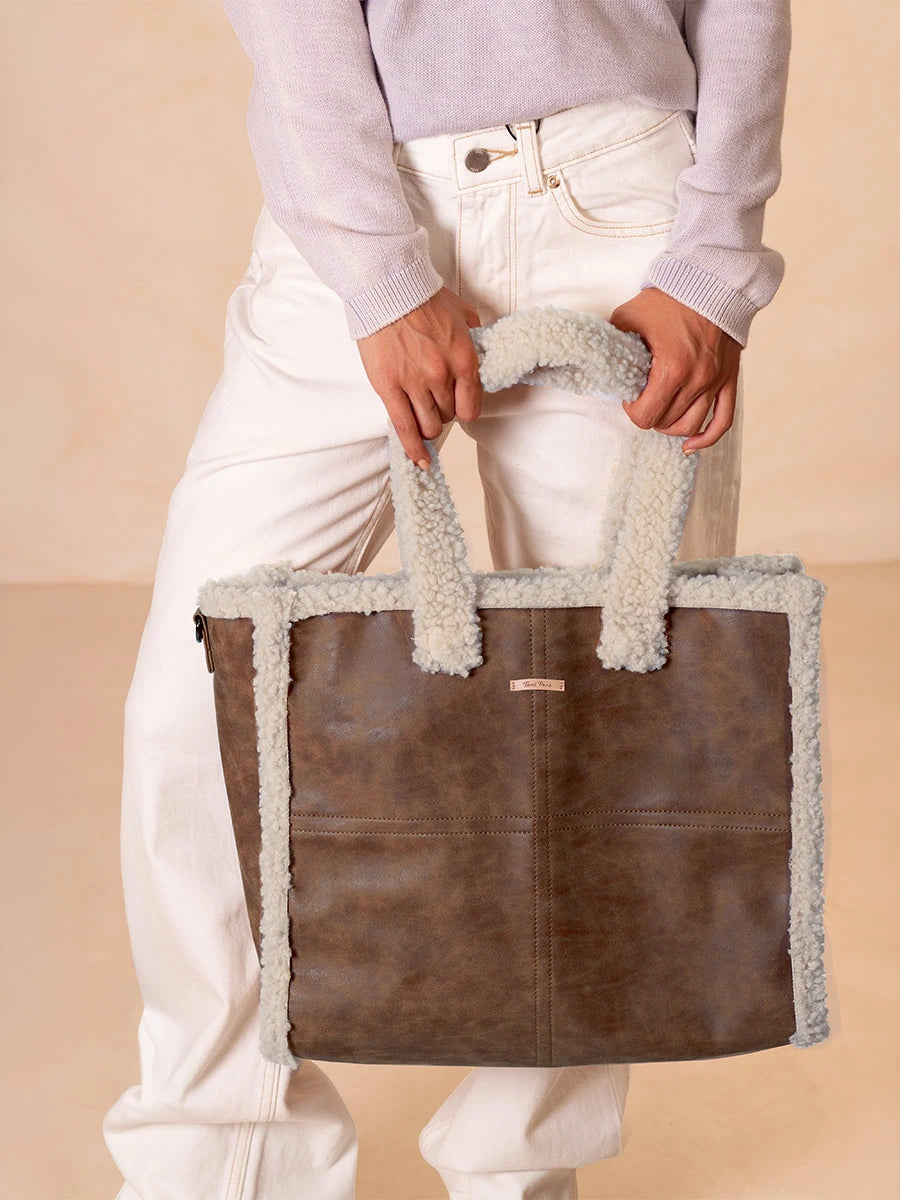 Ledertasche mit Lammfell | SUSA