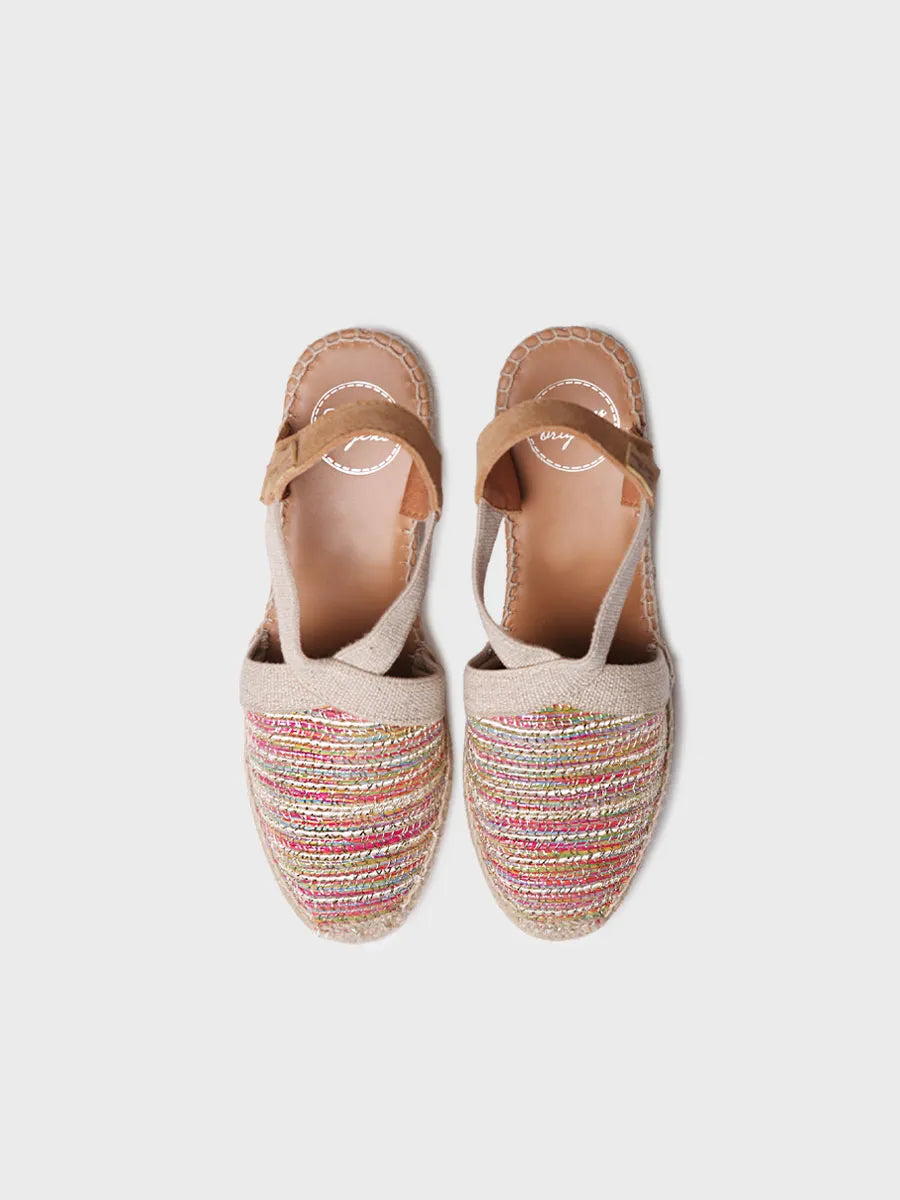 alpargatas mujer - Alpargata de cuña media en tejido multicolor con acabado brillante | TERRA-CL - Toni Pons