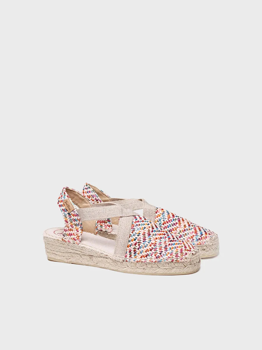 alpargatas mujer - Alpargata plana de mujer en rafia multicolor | VERA-MS - Toni Pons