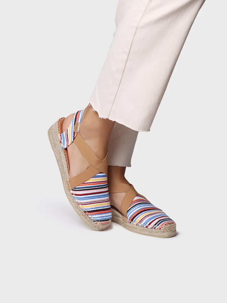 alpargatas mujer - Alpargata vegana de mujer en algodón a rayas con cuña | VINAROS  - Toni Pons