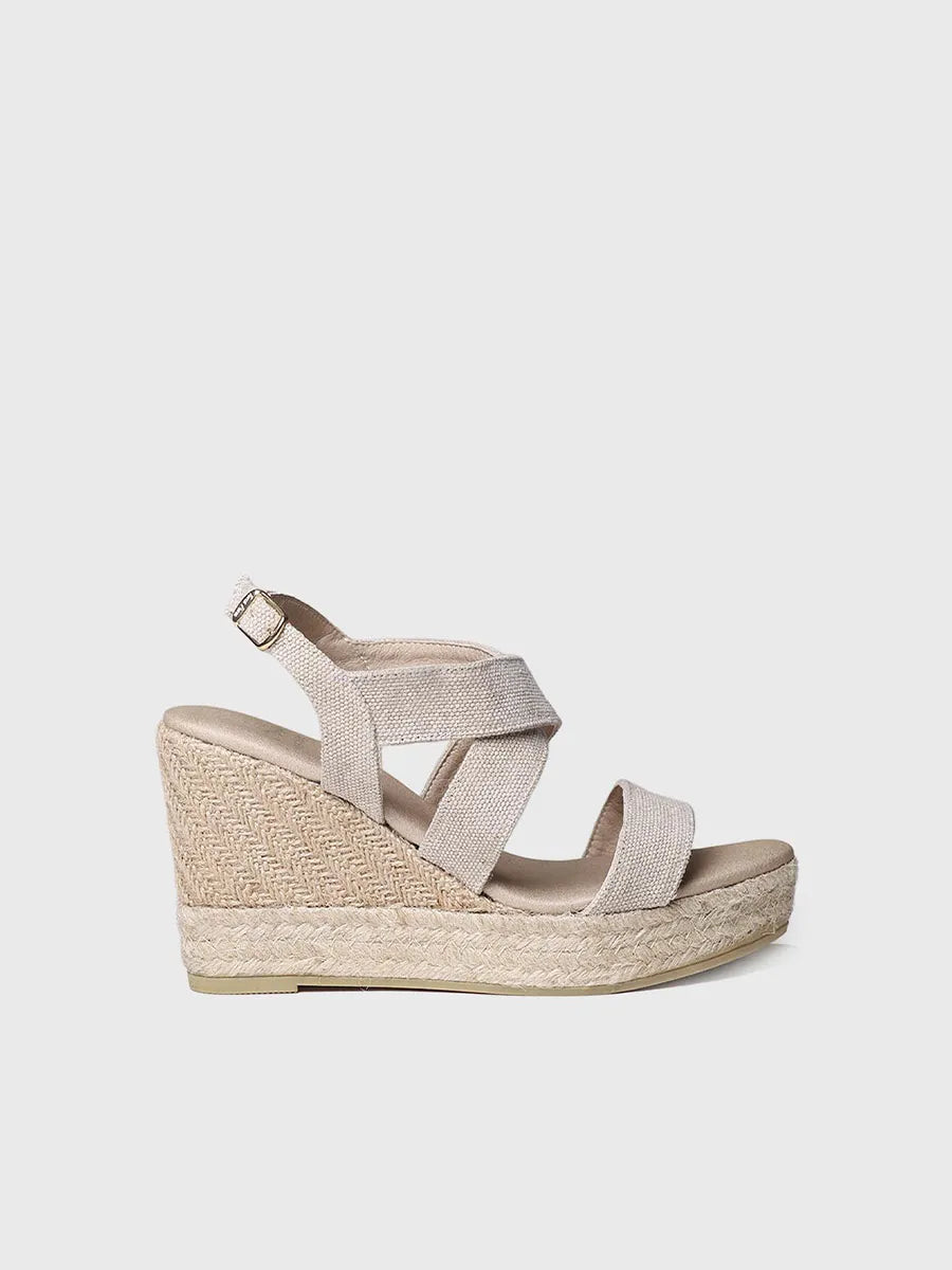 Espadrillas con zeppa in juta in beige - AFRA-NU