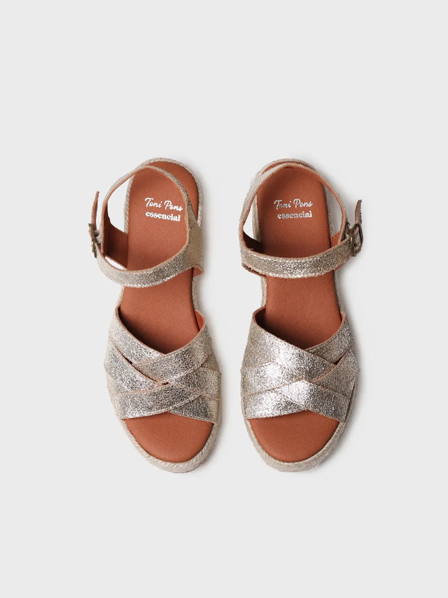 Women's leather espadrille with shiny finish