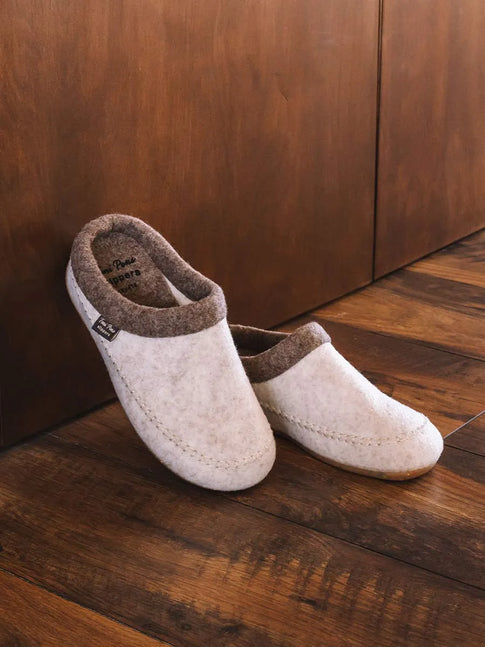 Rückenfreie Damen Filzpantoffeln mit Keil