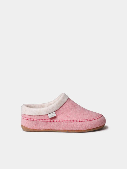 Rückenfreie Damen Filzpantoffeln mit Keil