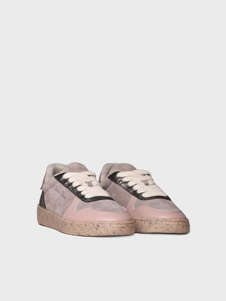 Sneaker per a dona en serratge i pell a Taupe - ALEXANDRA