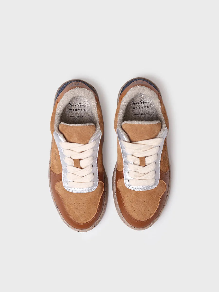Sneaker per a dona en serratge i pell a Tostado - ALEXANDRA