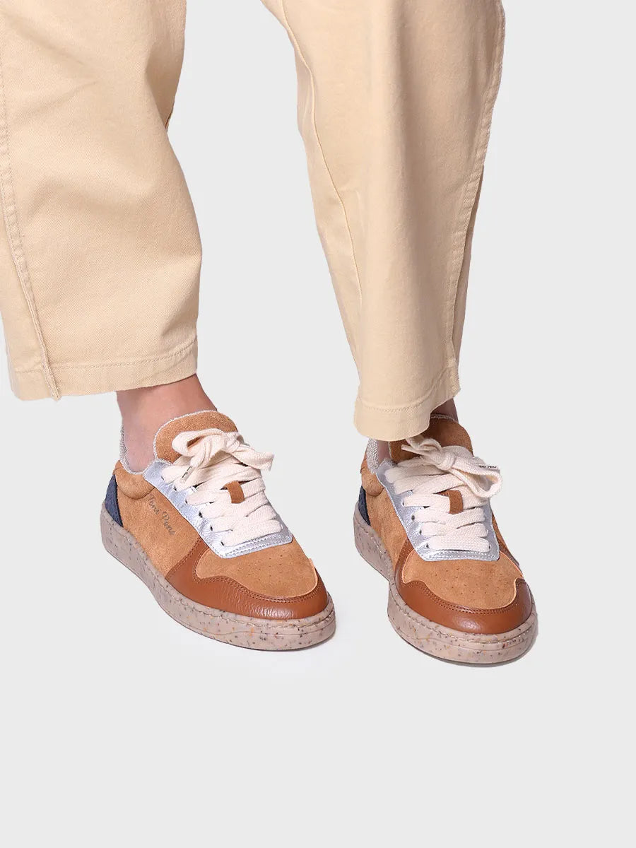 Sneaker per a dona en serratge i pell a Tostado - ALEXANDRA
