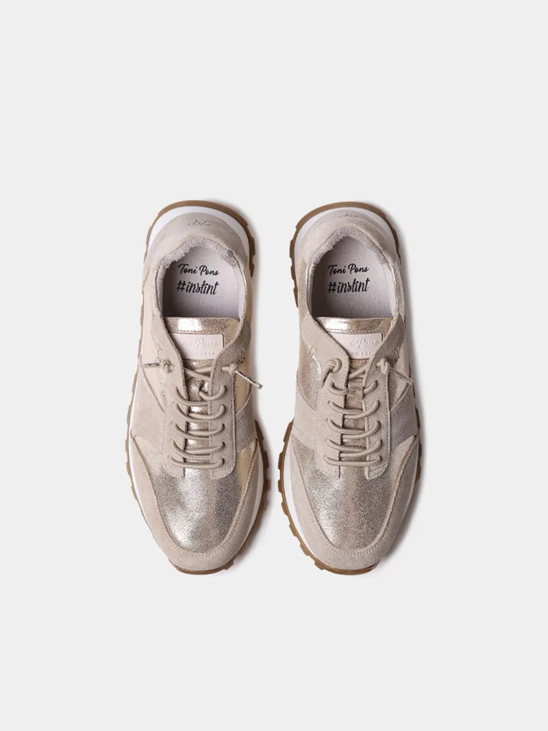 Zapatos con cordones mujer - Zapatillas deportivas de piel metalizada y serraje para mujer | ALICIA  - Toni Pons  