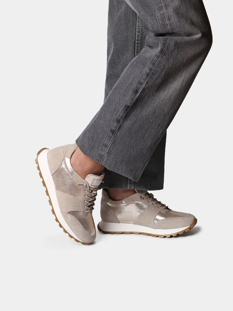 Zapatillas deportivas de piel metalizada y serraje para mujer | ALICIA