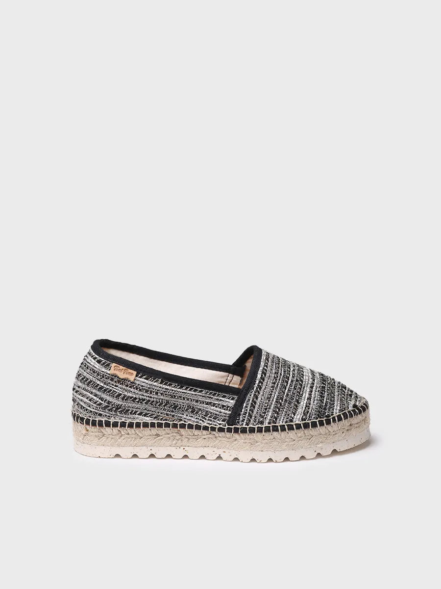 Flat espadrille for women in glitter fabric