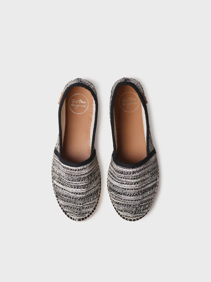 Flat espadrille for women in glitter fabric