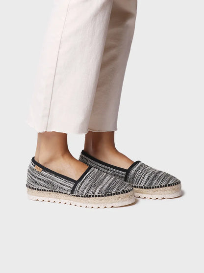 Flat espadrille for women in glitter fabric