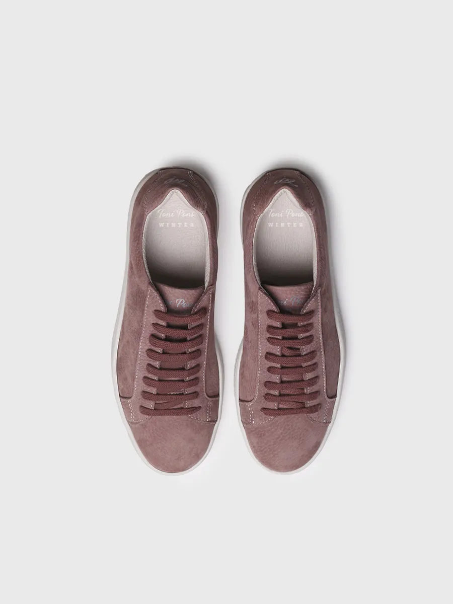 Women's leather trainers in ecru 