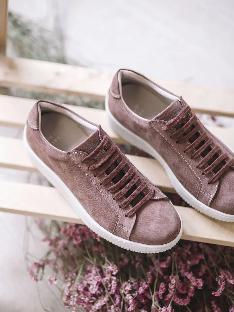 Women's leather trainers in ecru 