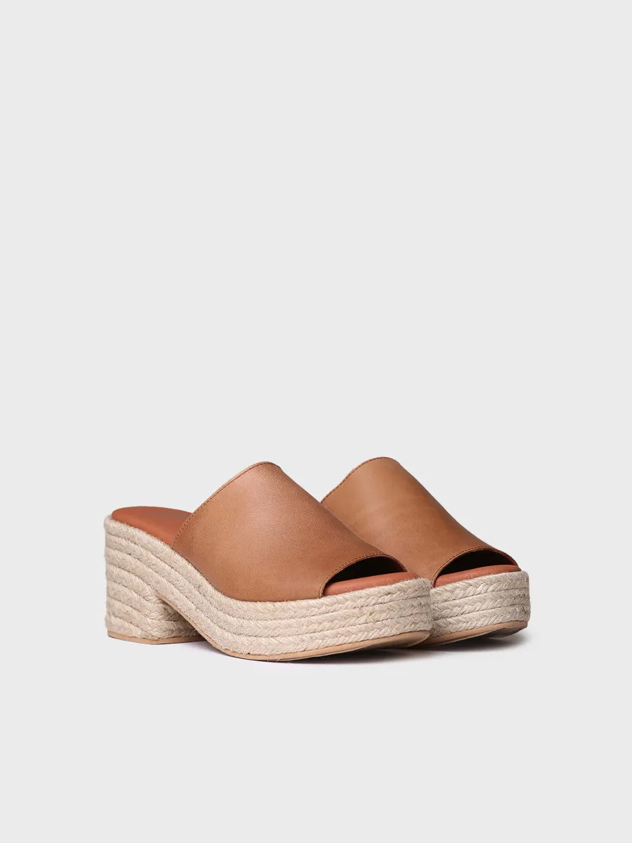 Leather espadrilles with wide heel