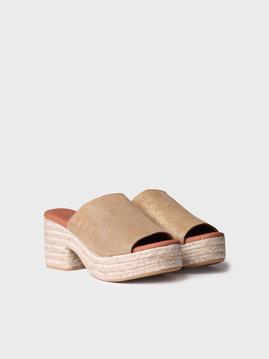 Alpargata mujer - Alpargata destalonada de piel con tacón ancho  - Toni Pons  