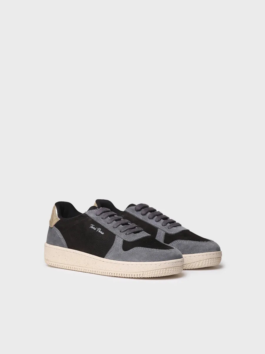 Sneaker for women in suede and leather in black 