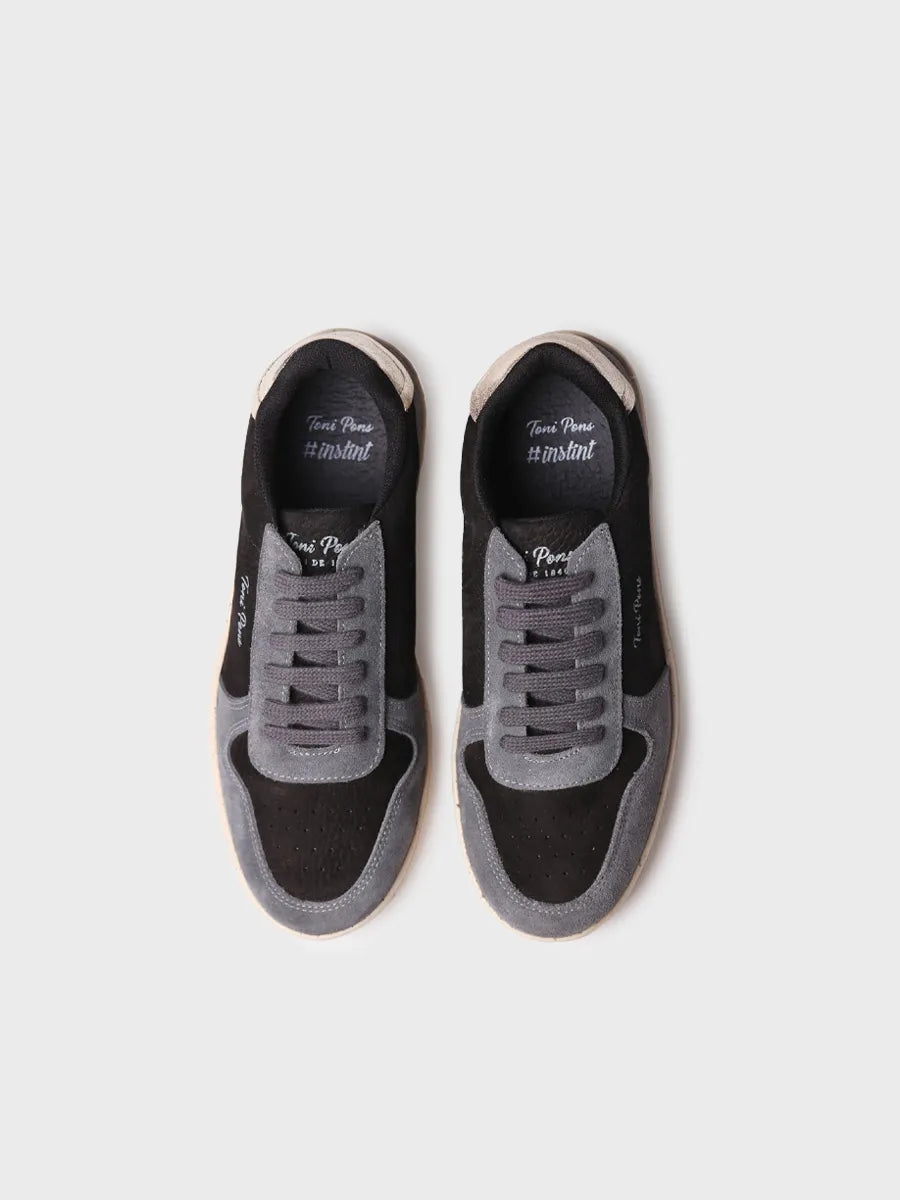 Sneaker for women in suede and leather in black 