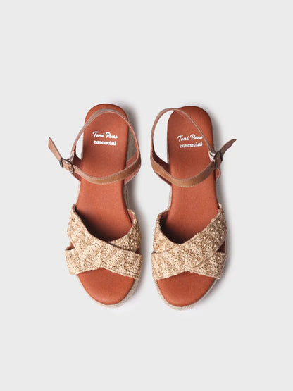 Espadrille à talon large ouverte pour femme 