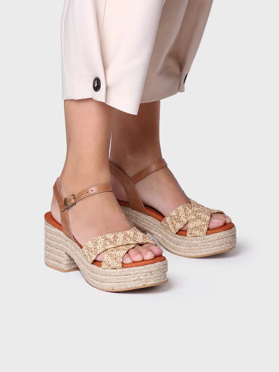 Espadrille à talon large ouverte pour femme 