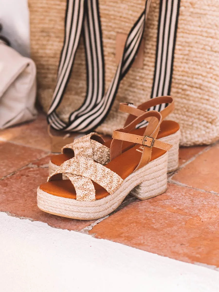 Espadrille à talon large ouverte pour femme 