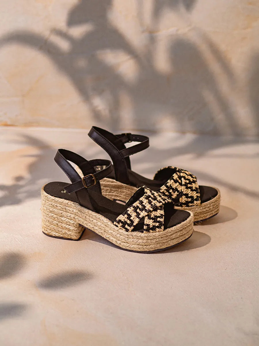 Espadrille à talon large ouverte pour femme 