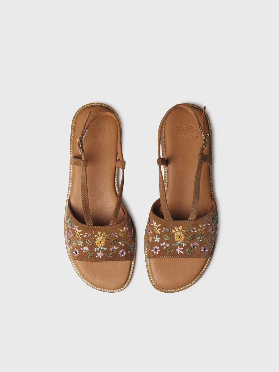  - Sandalias planas de mujer en serraje bordado | BASILEA  - Toni Pons  