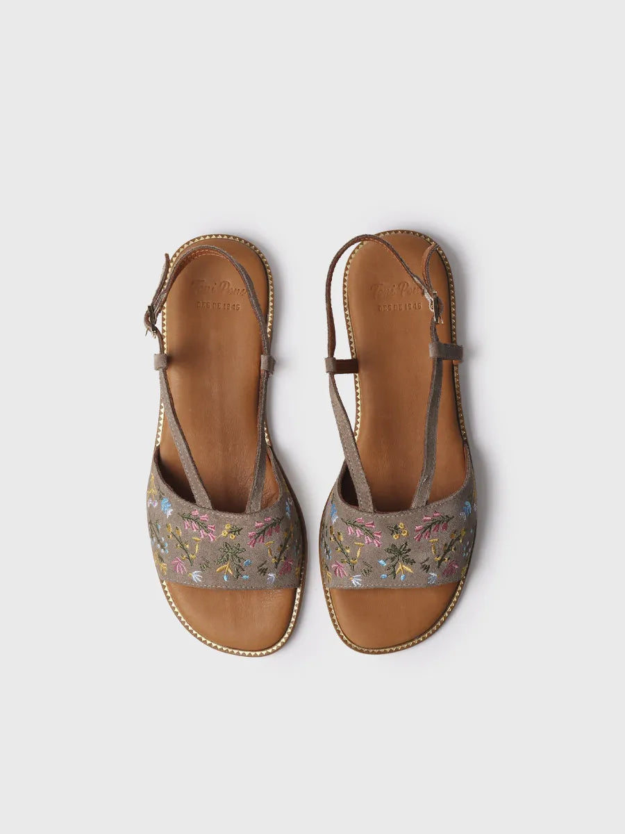  - Sandalias planas de mujer en serraje bordado | BASILEA  - Toni Pons  