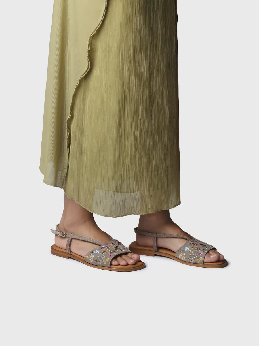  - Sandalias planas de mujer en serraje bordado | BASILEA  - Toni Pons  