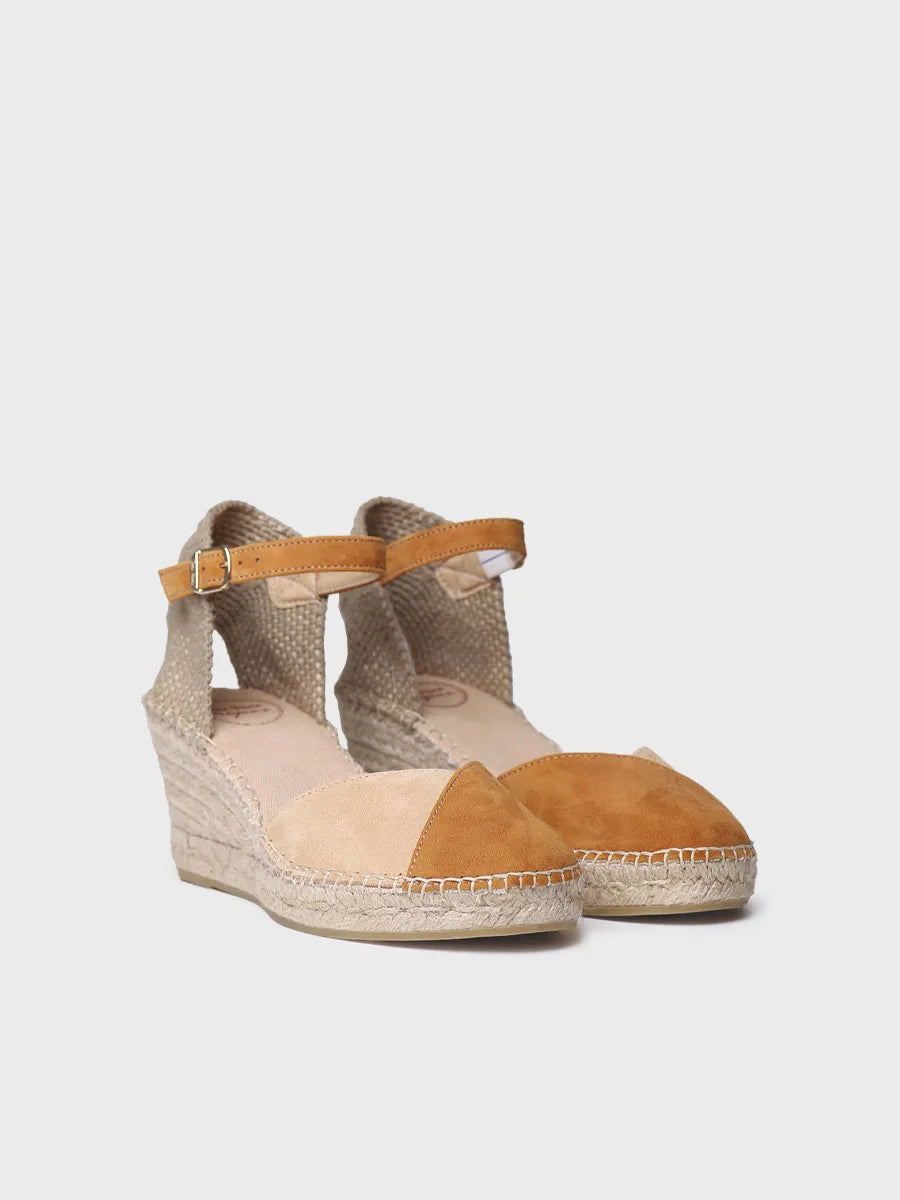 Women's espadrille in two-tone suede with wedge