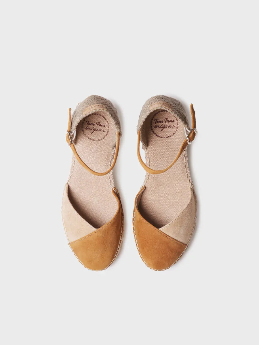 Women's espadrille in two-tone suede with wedge