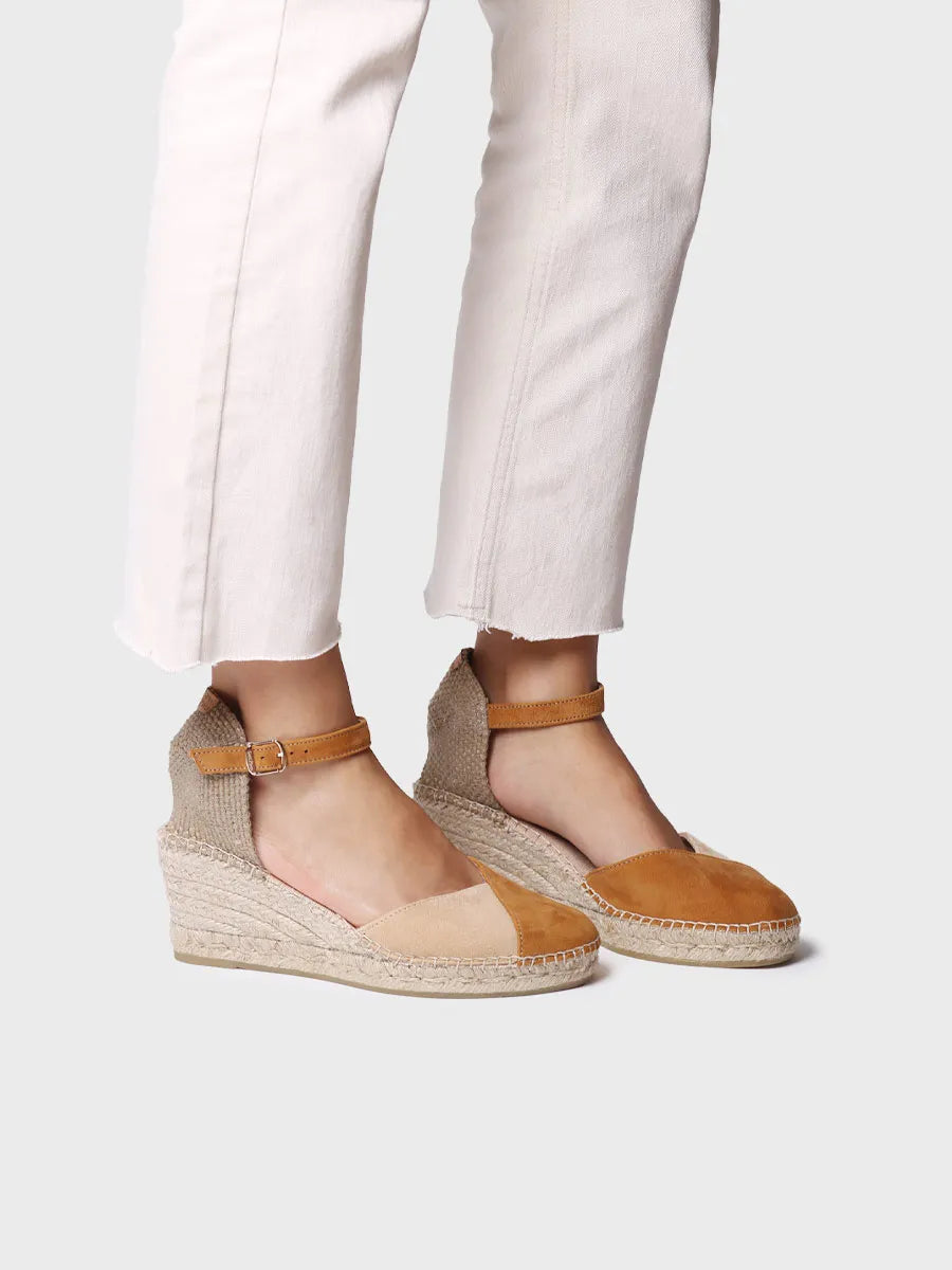 Women's espadrille in two-tone suede with wedge