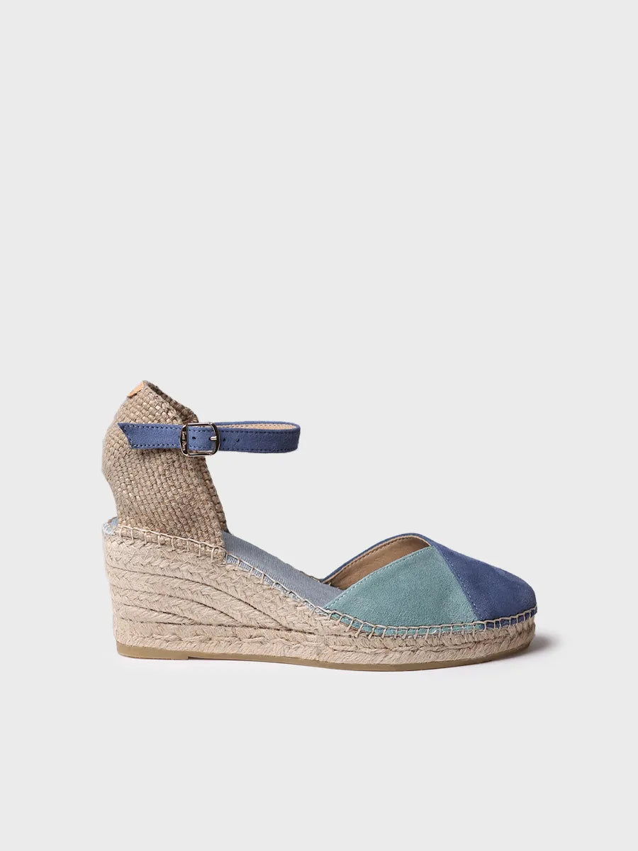 Espadrilles compensées pour femme en daim bicolore 