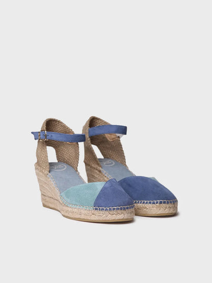 Women's espadrille in two-tone suede with wedge