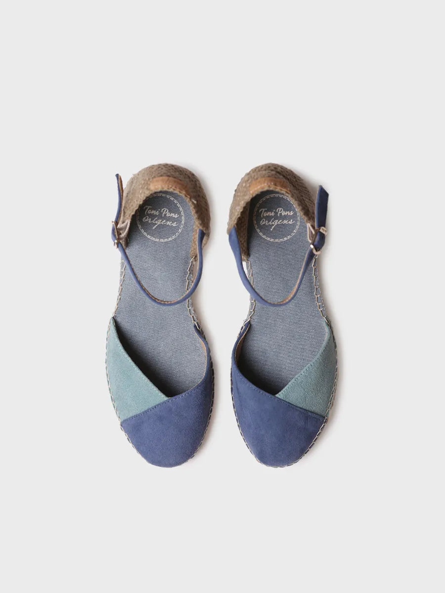 Women's espadrille in two-tone suede with wedge