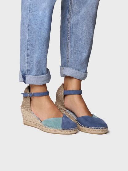 Women's espadrille in two-tone suede with wedge