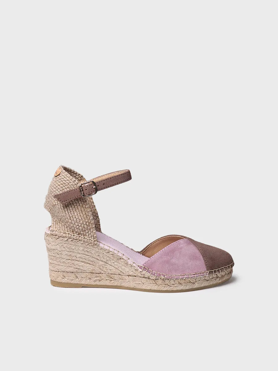 Espadrilles compensées pour femme en daim bicolore 