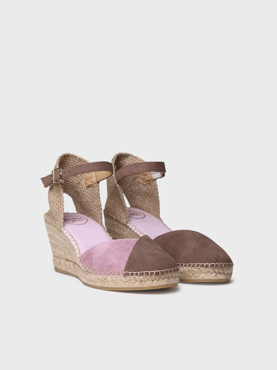 Women's espadrille in two-tone suede with wedge