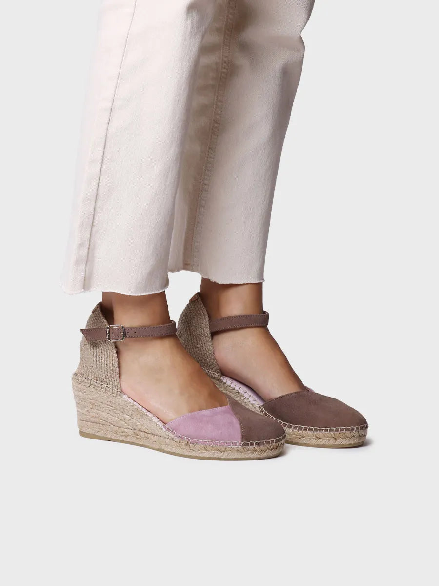 Women's espadrille in two-tone suede with wedge