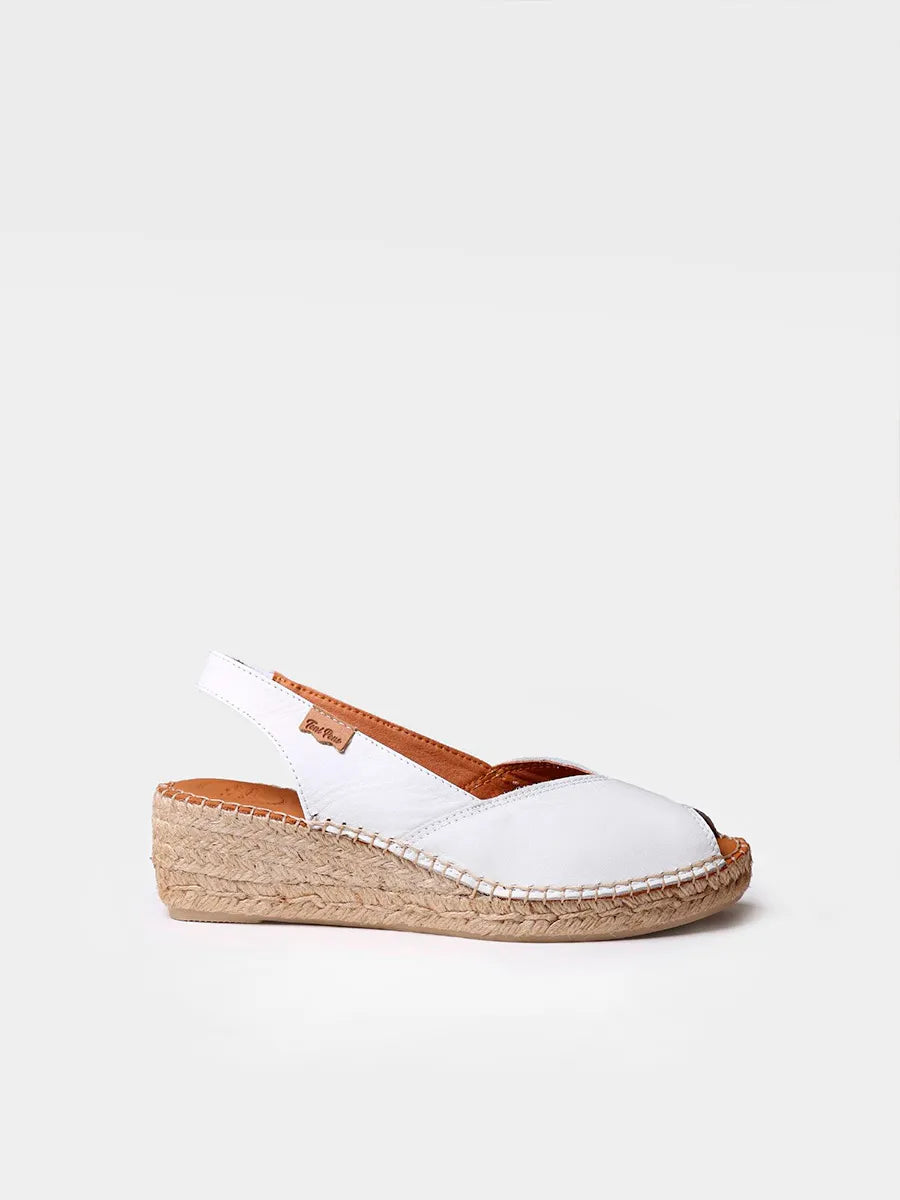 Espadrille à talon compensé et cuir pour femme 