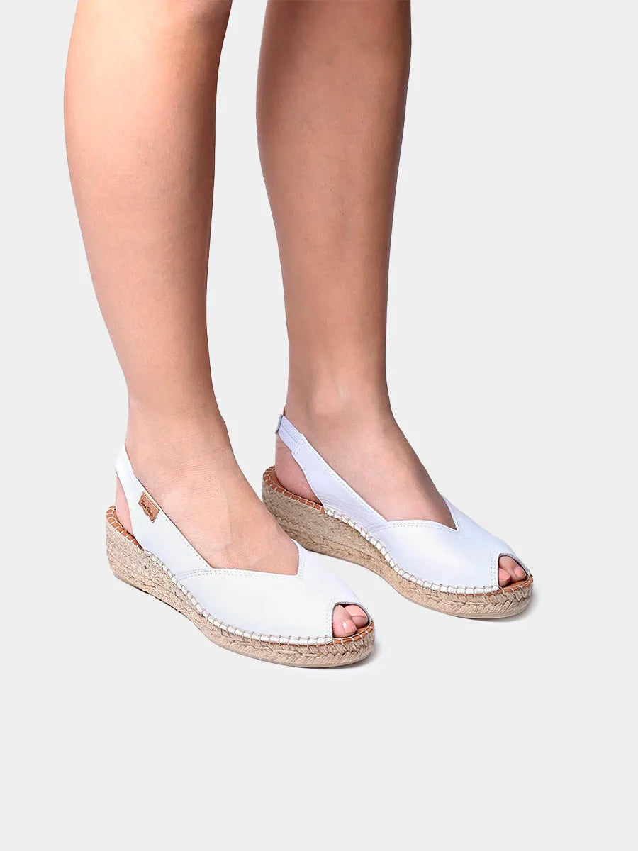 Alpargata peep toe de mujer con cuña en piel | BERNIA-P