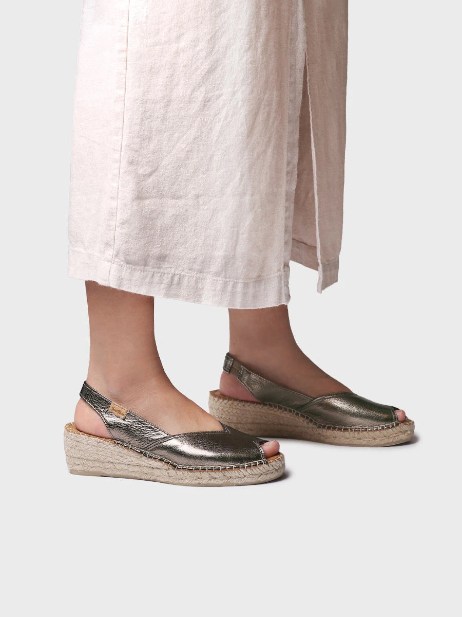  - Alpargata peep toe de mujer con cuña en piel | BERNIA-P  - Toni Pons  