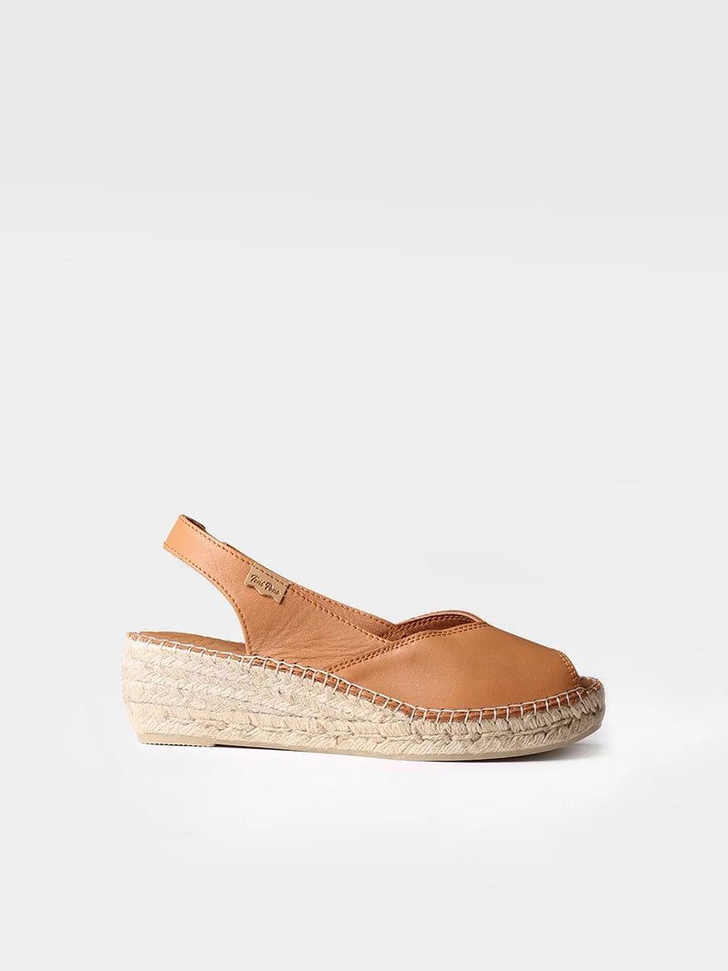 alpargatas mujer - Alpargata peep toe de mujer con cuña en piel | BERNIA-P  - Toni Pons  